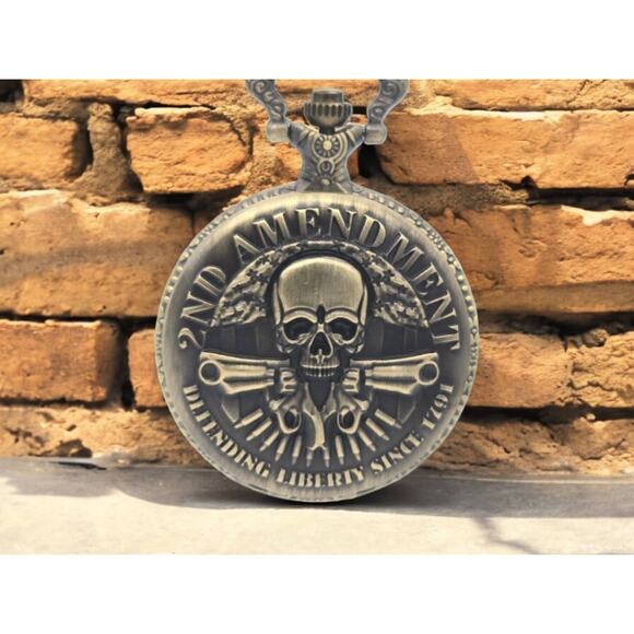 Second Amendment Pocket Watch 2nd 2A Gift Shooter Hunter Gun Enthusiast Rights - Picture 2 of 8